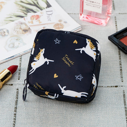 Lkblock Mini Waterproof Women's Cosmetic Bag  Girls Flamingo Lipstick Make Up Bags Female Small Travel Makeup Pouch  Organizer Case kit