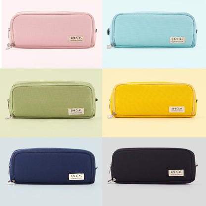 eybag Angoo Double Sided Pen Bag Pencil Case Special Macaron Color Dual Canvas Pocket Storage Bag Pouch Stationery School Travel A6899