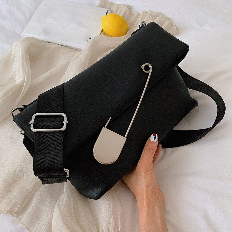 eybag PU Leather Crossbody Bags for Women Fashion Flap Handbag Simple Wide Strap Shoulder Bag Luxury Female Party Clutch Bag Purse New