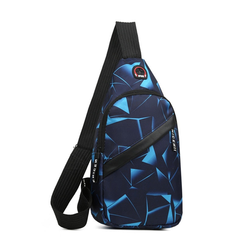 eybag Geometric Print Oxford Cloth Casual Crossbody Bags Husband Backpack Sports Travel Outdoor Light Lovers Chest Bags Shoulder Bags