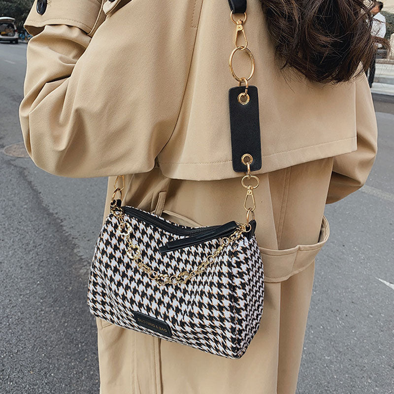 eybag Vintage Houndstooth Bucket Bags New Wild Woolen Cloth Handbag Women Shoulder Crossbody Bag Tote Women's Handbags Purses