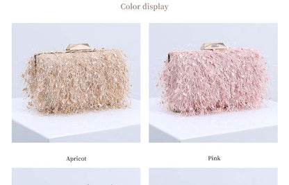 eybag Women's Tassel Clutch Purse Evening Bag Wedding Banquet Elegant Female Apricot Handbag Party Shoulder Bag ZD1910