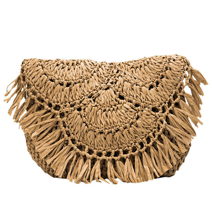 eybag Bohemian Hollow Tassel Rattan Women Shoulder Bags Wicker Woven Crossbody Bags Summer Beach Straw Bag Lady Clutches Female Purses