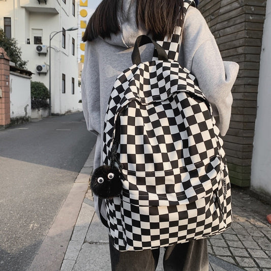 eybag Fashion Girls Plaid Backpack Waterproof Leisure Shoulder Bag Women Laptop Mochila Bookbag Travel Rucksack for Female