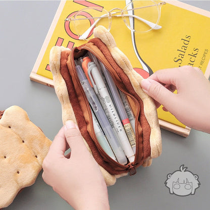 eybag Simulation sandwich biscuits cute pencil case School pencil bag color Plush pen case Student School stationery bag kids pen bag