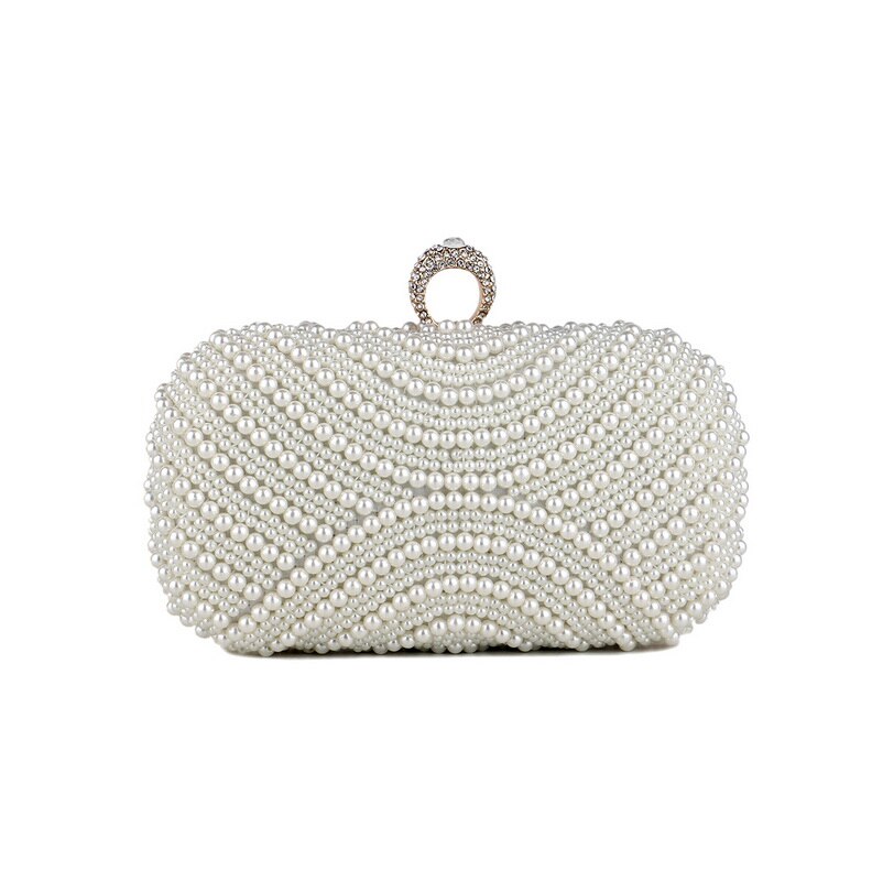 eybag  Beaded Wedding Bridal Evening Bags Hollow Fashion Women Clutch Pearl Diamonds Handbags Shell Design for Party Diner Purse