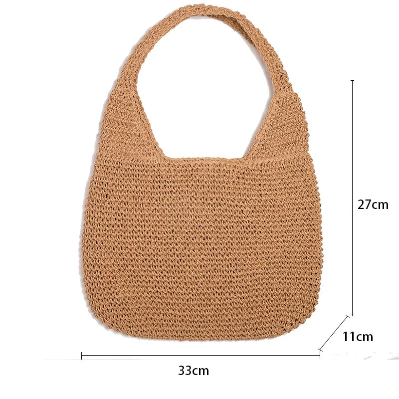 eybag Summer Straw Bag For Women Woven Handmade Handbag Large Capacity Lady Tote Vacation Beach Bag Rattan Shoulder Bag