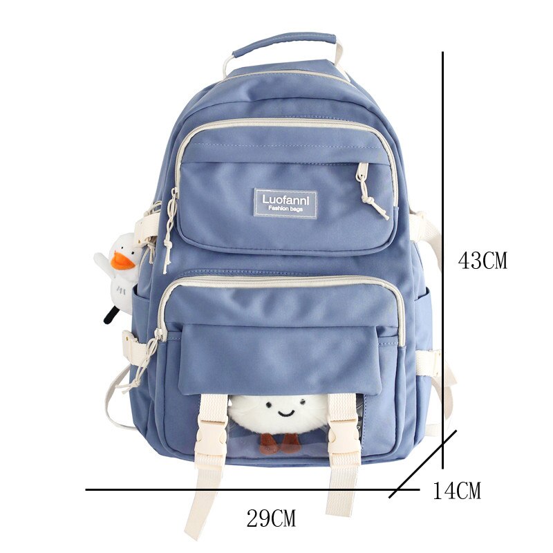 eybag New Multi-pocket Waterproof Nylon Women Backpack Female Cute Book Bag College Teenage Girls Buckle Schoolbag Kawaii Backpacks