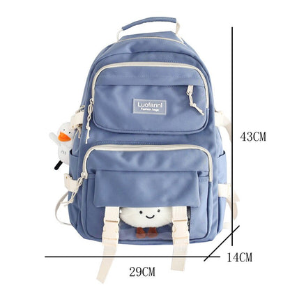 eybag New Multi-pocket Waterproof Nylon Women Backpack Female Cute Book Bag College Teenage Girls Buckle Schoolbag Kawaii Backpacks