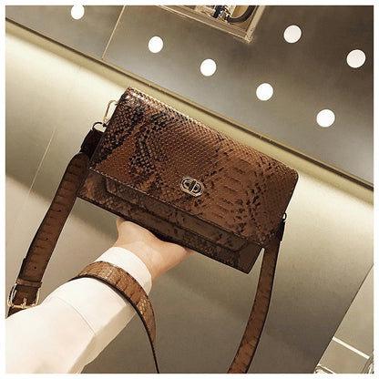 eybag Snake Pattern women flap bags PU Leather ladies Handbag Luxury Designer Wide Strap Sling bag for female Shoulder Crossbody Bag