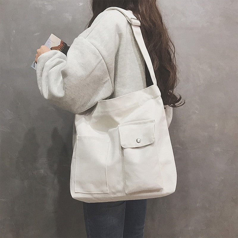 eybag Women's Tote Bag Large Capacity Handbags Student Canvas Casual Simple Messenger Crossbody Shoulder Female School Shopper Bag