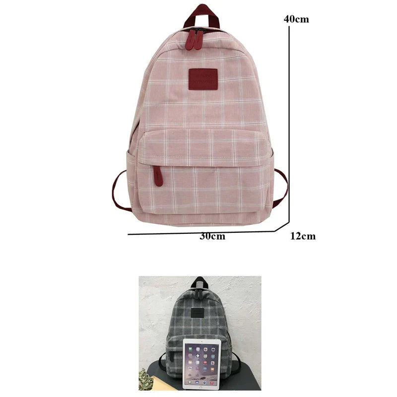 eybag 2024 New Leisure Plaid Backpack Woman Nylon Casual Double Shoulder Pack School Bag for Teenage Girl Boy Student Mochilas Satchel