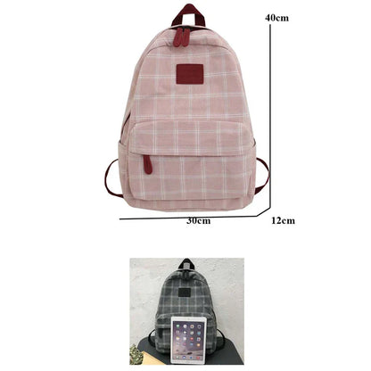 eybag 2024 New Leisure Plaid Backpack Woman Nylon Casual Double Shoulder Pack School Bag for Teenage Girl Boy Student Mochilas Satchel