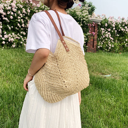 eybag Casual Large Capacity Straw Tote Bag Hollow Woven Women Shoulder Bags Summer Beach Lady Handbag Big Shopper Bag Travel Sac 2022