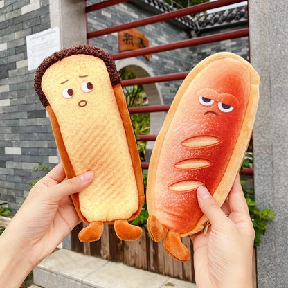 eybag Funny bread cute pencil case plush creative pencil bag School stationery bag Children pen case prizes gifts Student pencil cases