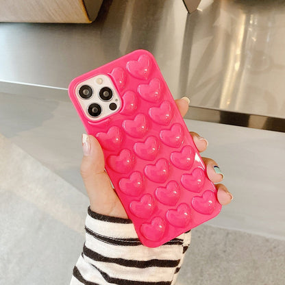 eybag 3D Love Heart Couples Phone Case For iPhone 11 Pro 12 Pro Max Mini XS Max XR X 7 8 Plus SE Candy Color Soft TPU Back Cover