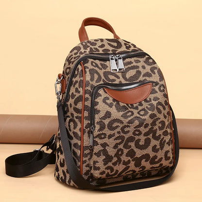 eybag  Women Backpack Vintage Leopard Bagpack Schoolbag for Teenagers Girls Multifunctional Backpack Female Shoulder Bag