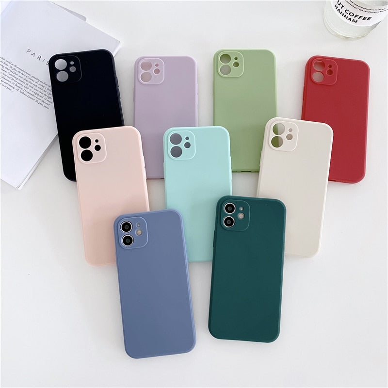 eybag Soft Silicone Candy Colour Phone Case For iPhone 11 12 Pro Max 13Mini Camera Protection XS X XR 7 8 Plus SE2020 Matte Shockproof