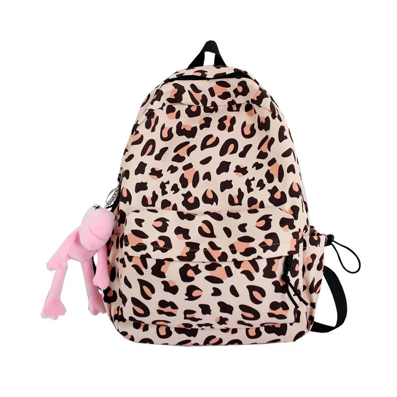 eybag Large Capacity Waterproof Fashion Nylon Women Backpack Female Leopard Print Travel Computer Bag College Girls School Bag