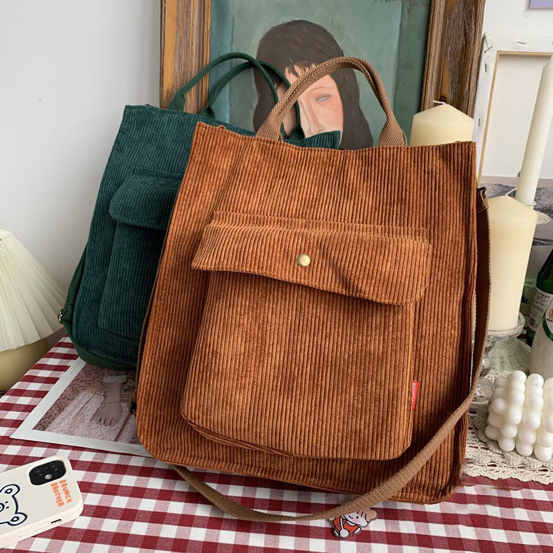 eybag Corduroy Bag for Women Shoulder Bags Shopper Designer Handbags Spring Summer High Quality Student Bookbag Female Canvas Tote Bag