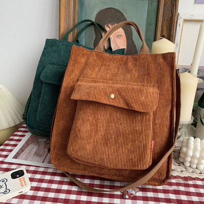 eybag Corduroy Bag for Women Shoulder Bags Shopper Designer Handbags Spring Summer High Quality Student Bookbag Female Canvas Tote Bag