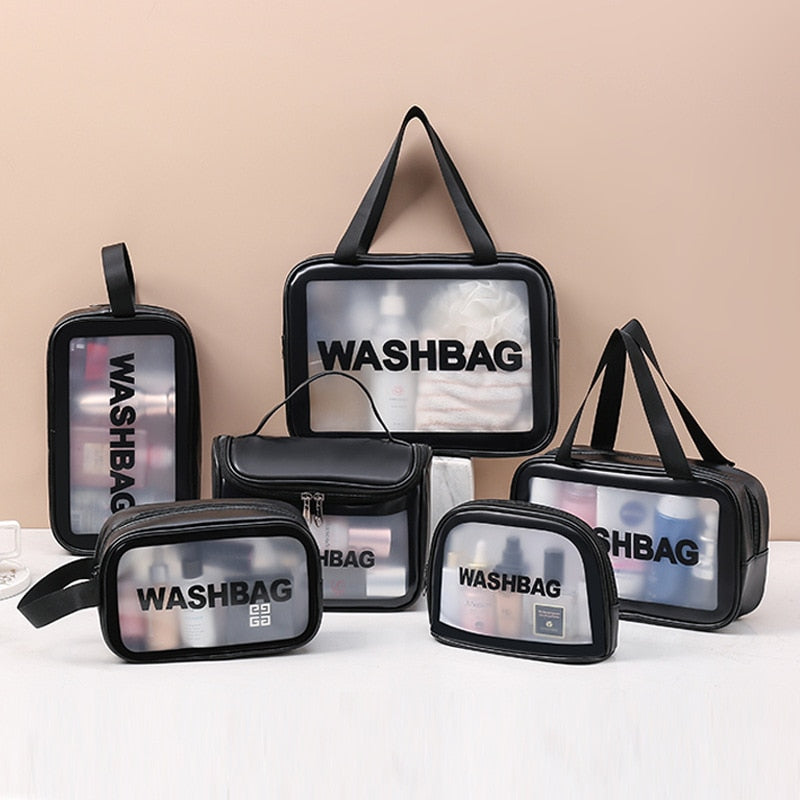 eybag Transparent PVC Women Cosmetic Bag Waterproof Travel Toiletries Storage Organize PU Make Up Bag Female Wash Bag Handbag