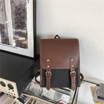 eybag Retro Fashion Woman Backpack Pu Leather Big School Backpack Bags for Teenagers Girls Simple New Designer Hand Shoulder Bags