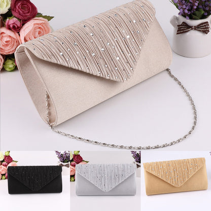 Lkblock Fashion Ladies Glitter Evening Satin Bridal Clutch Diamond Bag Womens Wedding Party Prom Envelope Handbag Party Banquet Bags