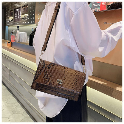 eybag Snake Pattern women flap bags PU Leather ladies Handbag Luxury Designer Wide Strap Sling bag for female Shoulder Crossbody Bag