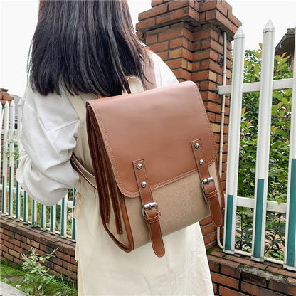 eybag Preppy Style Women Backpack Large Capacity Laptop Bag Casual School Backpacks for Girls Patchwork Travel Bags for Female Totes