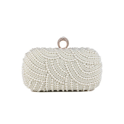 eybag  Beaded Wedding Bridal Evening Bags Hollow Fashion Women Clutch Pearl Diamonds Handbags Shell Design for Party Diner Purse