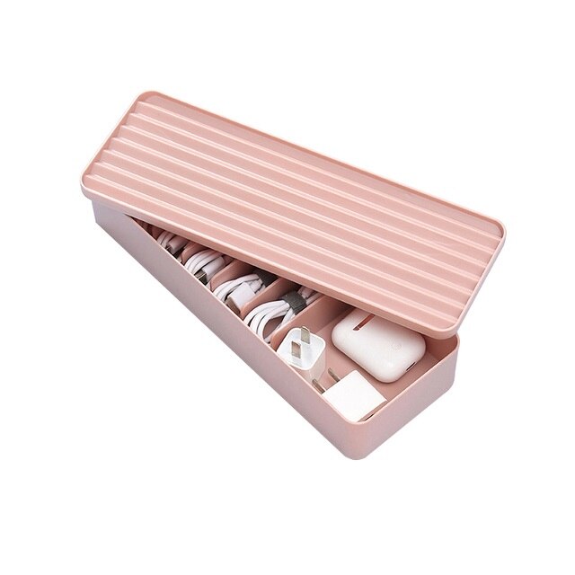 eybag Cable Storage Box Transparent Plastic Data Line Storage Container Desk Stationery Makeup Organizer Key Jewelry Box Office Holder