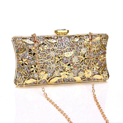 Lkblock Luxury women evening bags hollow out style diamonds metal clutch purse wedding bridal small handbags for party bags