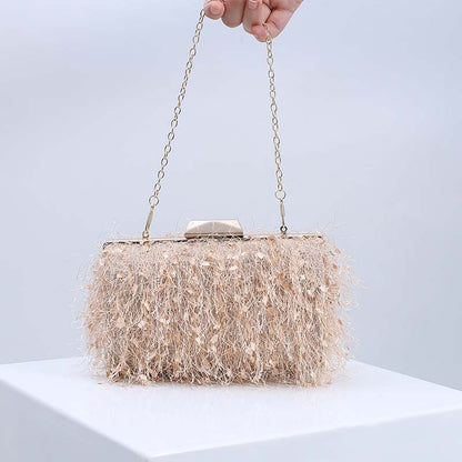 eybag Women's Tassel Clutch Purse Evening Bag Wedding Banquet Elegant Female Apricot Handbag Party Shoulder Bag ZD1910