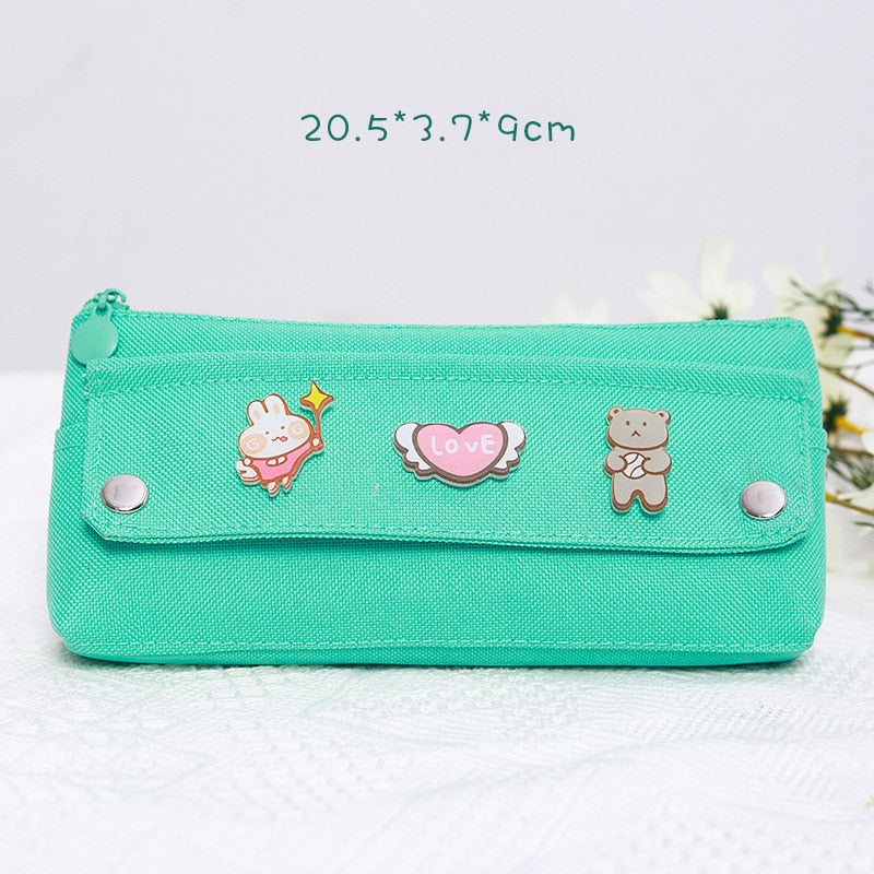 eybag Pencil Case Korean School Supplies Kawaii Pencil Bags Random Broochs Pen Case Trousse Scolaire For Girls School Pencil Cases