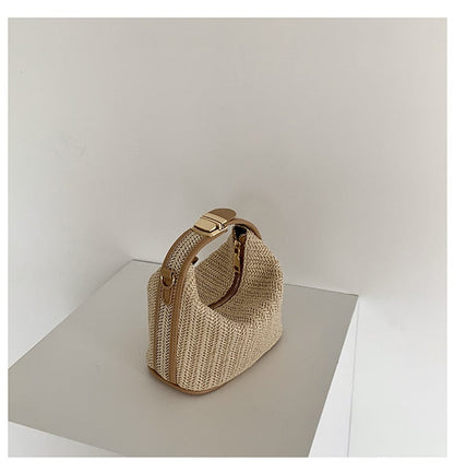 Lkblock Korean Straw handbag for women shoulder bags small bohemian woven beach bags summer female messenger bags Casual totes Beige