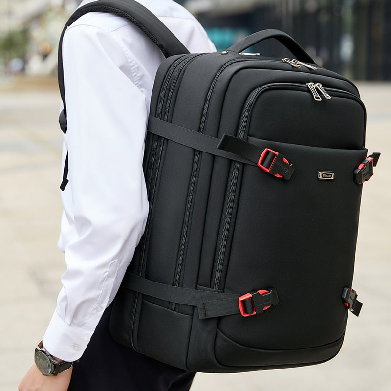 eybag 42L Male Expandable Large Capacity Travel Backpack Men 17 inch Laptop USB Recharging Multi-layer Space Travel Male Bag