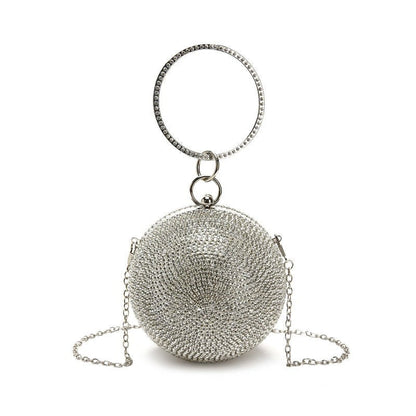 eybag Silver Mini Round Ball Evening Bags For Women Fashion diamonds  Clutch Bag Ladies  Messenger Bag Chain Handbag