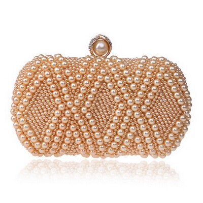 eybag  Beaded Wedding Bridal Evening Bags Hollow Fashion Women Clutch Pearl Diamonds Handbags Shell Design for Party Diner Purse