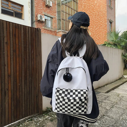 eybag Fashion Girls Plaid Backpack Waterproof Leisure Shoulder Bag Women Laptop Mochila Bookbag Travel Rucksack for Female