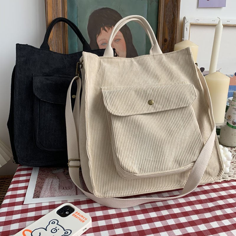 eybag Corduroy Bag for Women Shoulder Bags Shopper Designer Handbags Spring Summer High Quality Student Bookbag Female Canvas Tote Bag