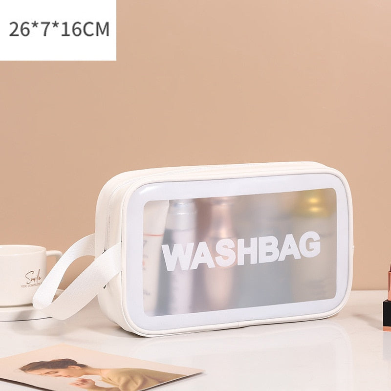 eybag Transparent PVC Women Cosmetic Bag Waterproof Travel Toiletries Storage Organize PU Make Up Bag Female Wash Bag Handbag