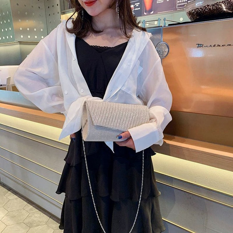 eybag Women's Elegant Blue Evening Bags Fashion Wedding Clutches Party Purse Female Handbag Small Chain Shoulder bag FTB323