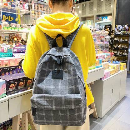 eybag - Fashion Girl College School Bag Casual New Simple Women Backpack Striped Book Packbags for Teenage Travel Shoulder Bag Rucksack