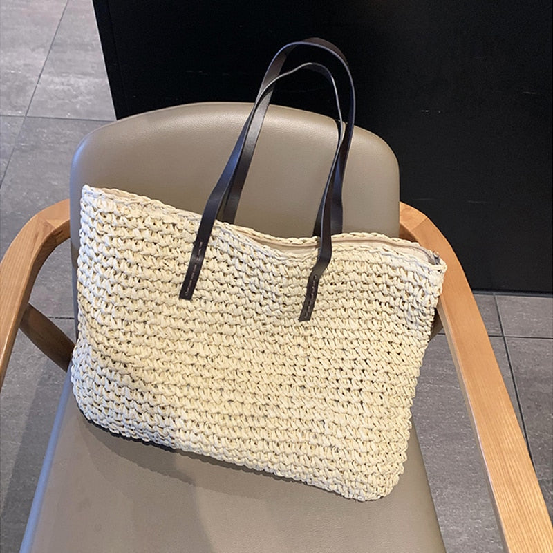 eybag casual rattan large capacity tote for women wicker woven wooden handbags summer beach straw bag lady big purses travel sac