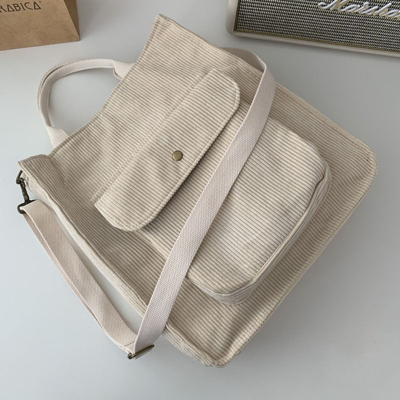 eybag Corduroy Bag for Women Shoulder Bags Shopper Designer Handbags Spring Summer High Quality Student Bookbag Female Canvas Tote Bag