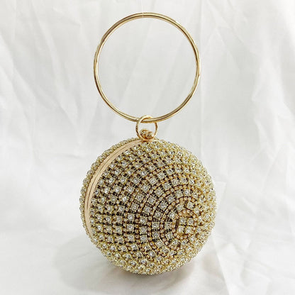 eybag Shiny Diamonds Beaded Metal Round ball Evening Bags Women's  Luxury Chain Shoulder bag Bling mini Clutches Party Purse B409