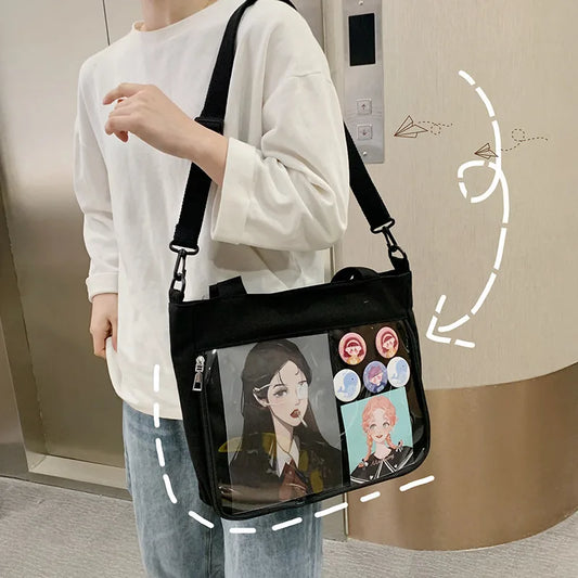 eybag Japanese Harajuku JK Canvas Bag For Women Transparent Pocket Itabag Mochila High School Girls Uniform JK  Crossbody Shoulder Bag