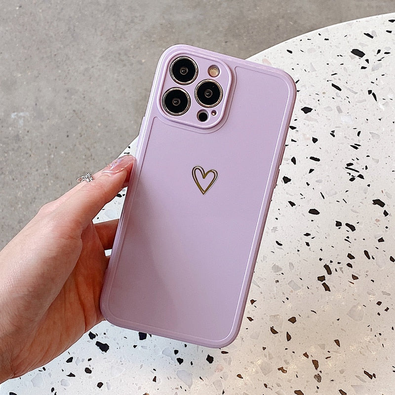 eybag Cute Love Heart Shockproof Phone Case For iPhone 13 11 12 14 Pro Max 14Plus 7 8Plus X XS XR Max Camera Protection Soft TPU Cover