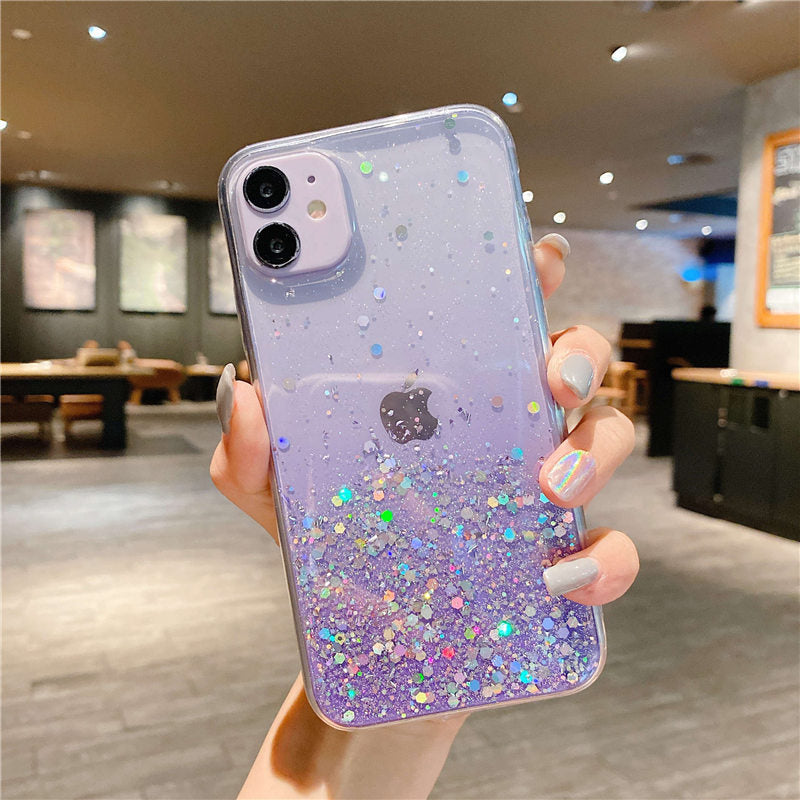 eybag Luxury Gradient Sequins Clear Glitter Phone Case For iPhone 13 14 12 11 Pro Max X XR XS Max 7 8 14 Plus SE20 Soft TPU Back Cover